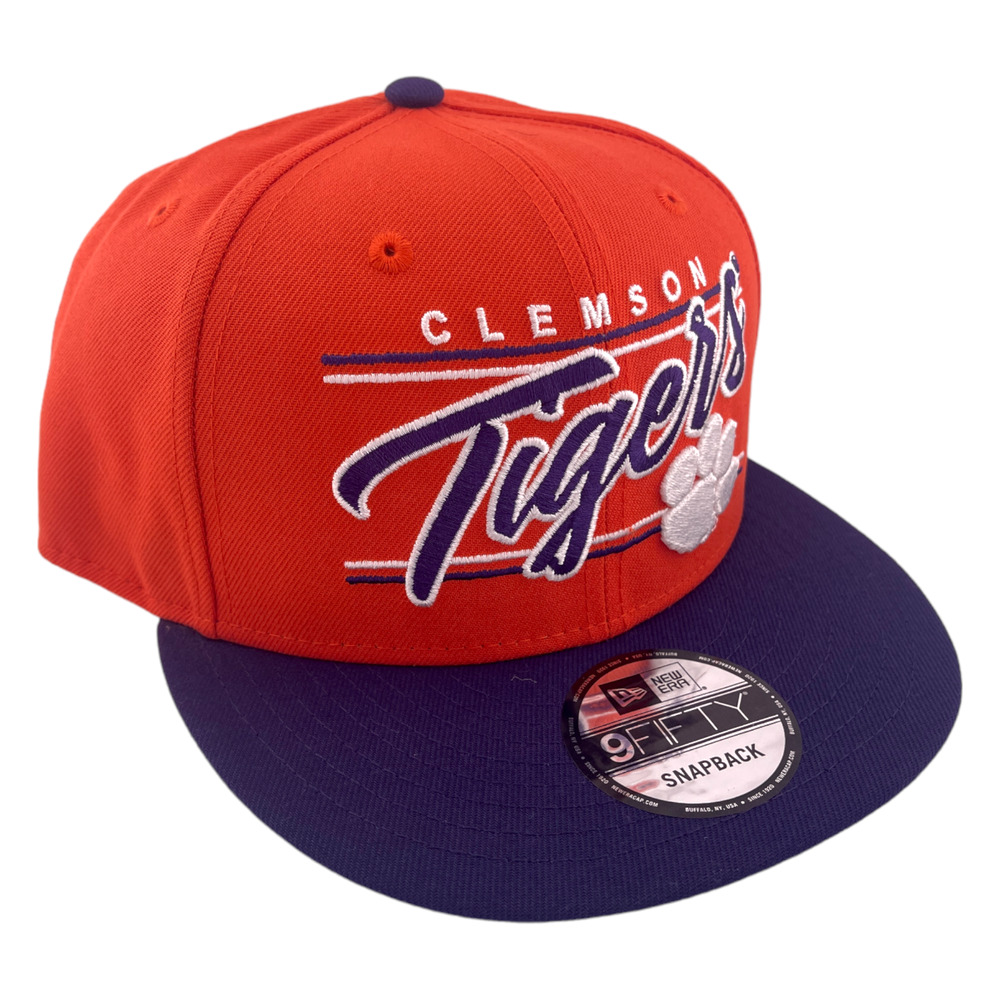 New Era Clemson Tigers Team‎ Script Logo Orange/Purple/Grey 9FIFTY Snapback Hat